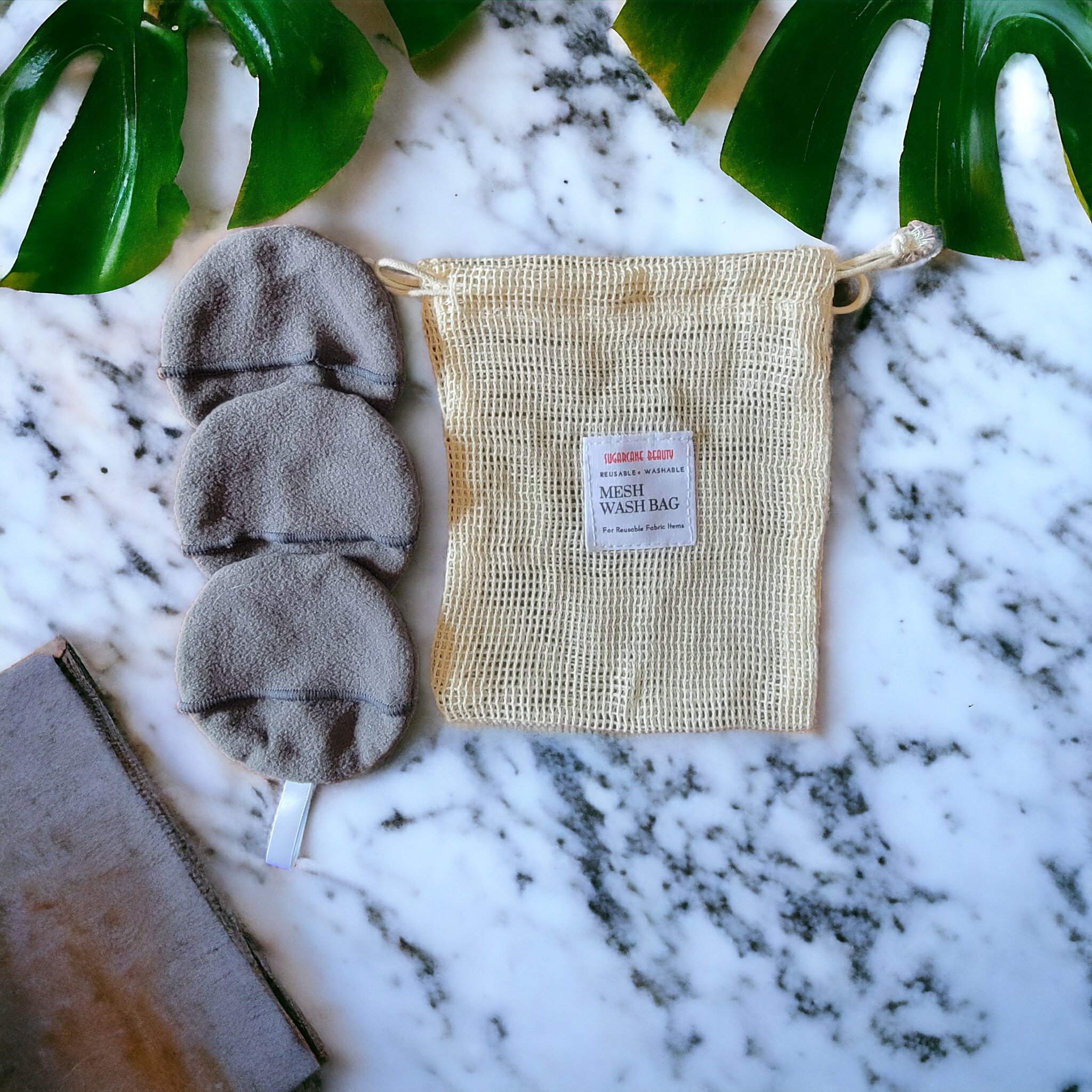 Re-usable Bamboo Facial Pads & Mesh Wash Bag Set
